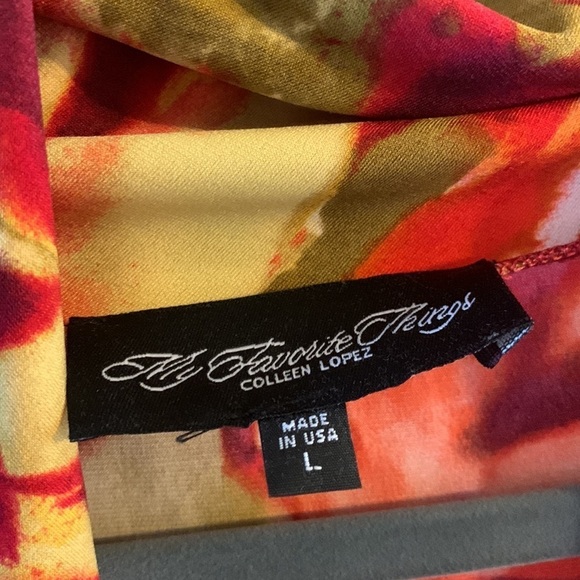EUC Colleen Lopez faux wrap top stunning sunset hues L - Picture 3 of 6